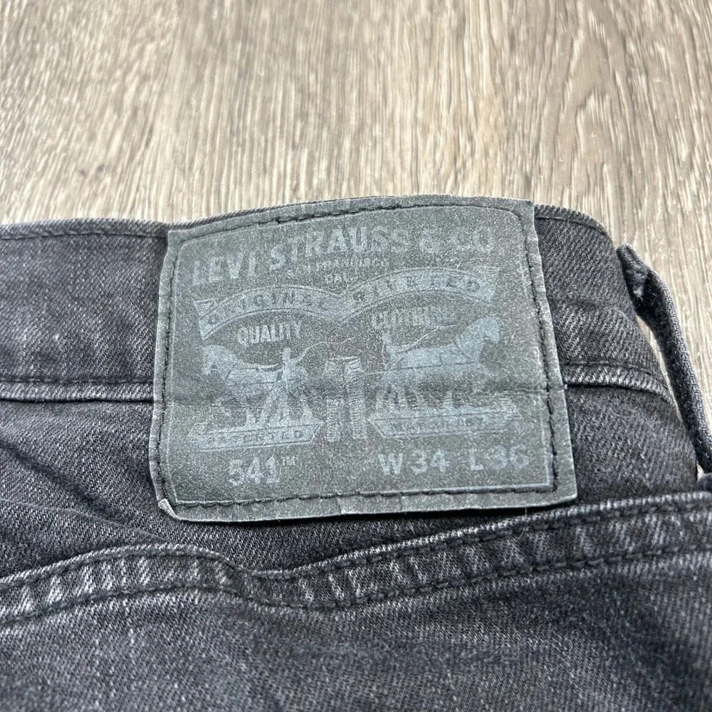 Levi's 541 Athletic Taper Jeans 34x36 Fits (34X34) Black Denim Stretch Mens
